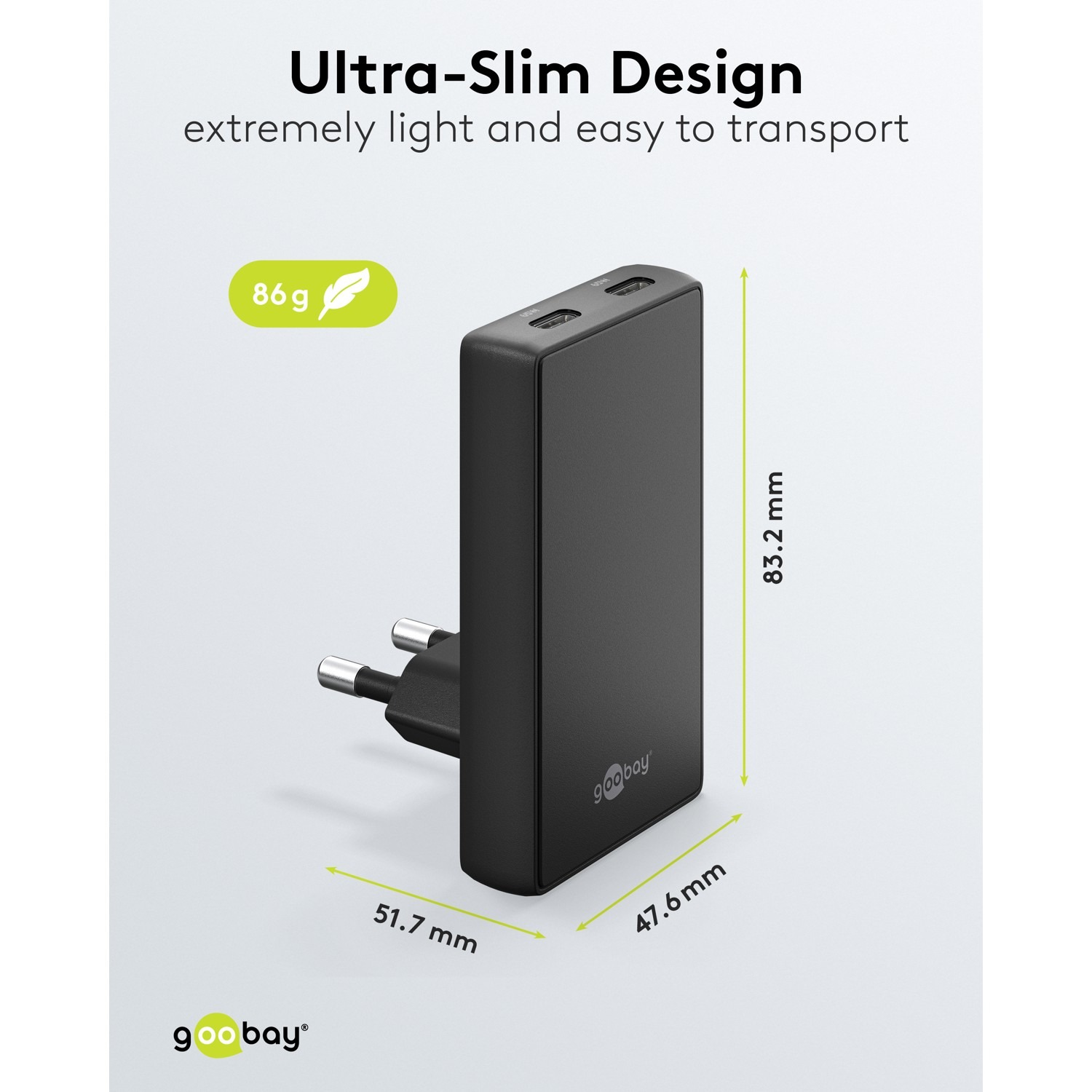 Lader, USB-PD, 65W, svart, tynn - Bilde 3