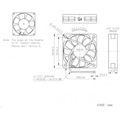 Alternative view of Vifte, 12V, 60 x 15mm, MagLev, 2200rpm