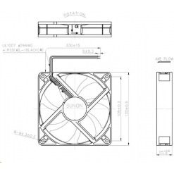 Alternative view of Vifte, 12V, 120 x 25mm, MagLev, 3100rpm