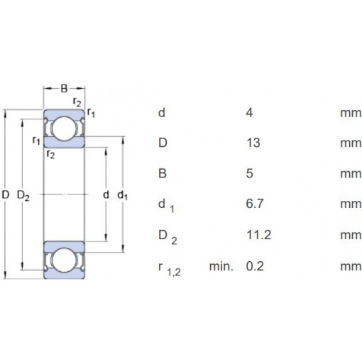 Kulelager, 624-2Z, SKF - Bilde 2
