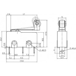 Alternative view of Trykkbryter mikro med arm (hjul), 5A / 250VAC