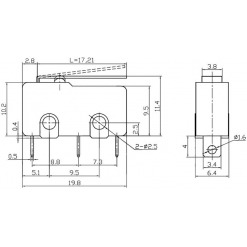Alternative view of Trykkbryter mikro med arm, 5A / 250VAC