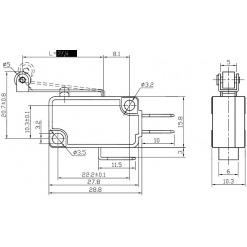 Alternative view of Trykkbryter mikro med arm (hjul), 10A / 250VAC