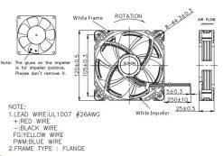 Alternative view of Vifte, 12V, 120 x 25mm, MagLev, 1900rpm, PWM (4-ledning)