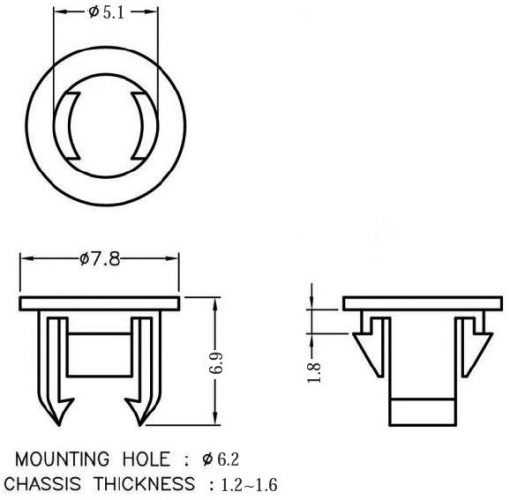 LED-holder for 5mm led, 1.2-1.6mm panel - Bilde 2