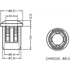 Alternative view of LED-holder for 5mm led, for 8mm hull