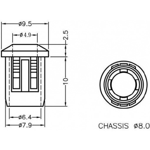 LED-holder for 5mm led, for 8mm hull - Bilde 2
