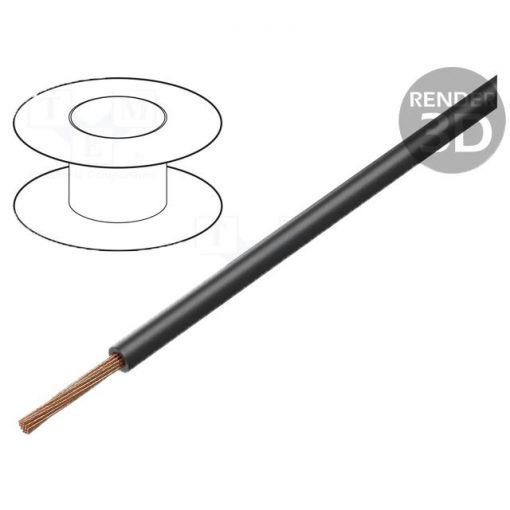 Flertrådet kabel, 0.22mm2, 60V, svart, pr meter