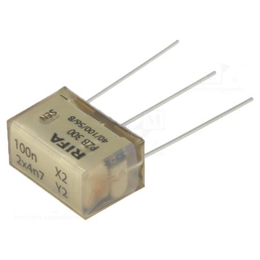 X2 + Y2 kondensator, 100nF + 2x4.7nF, 275V AC