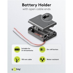 Alternative view of Batteriholder med ledning og bryter, 3x AA