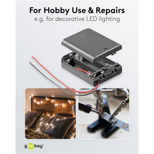Batteriholder med ledning og bryter, 3x AA - Bilde 5