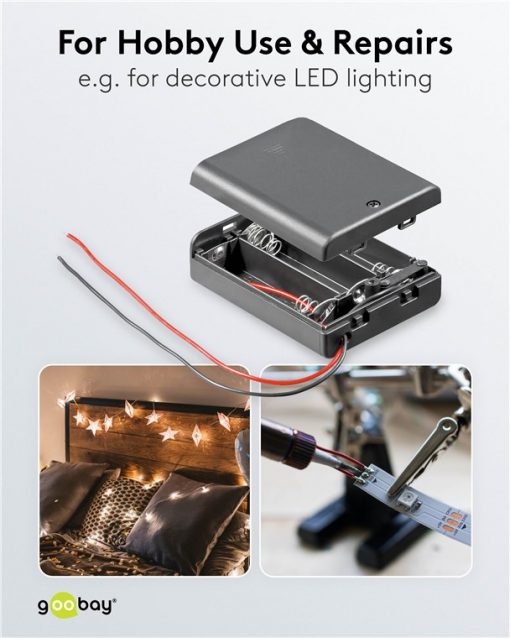 Batteriholder med ledning og bryter, 3x AA - Bilde 5