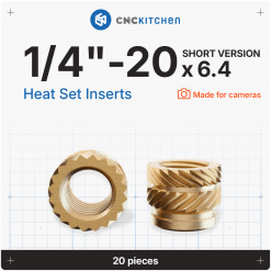 Gjengeinnsats for plast - 1/4"-20 x 6.4mm, 20stk (kameragjen