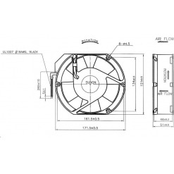 Alternative view of Vifte, 230V, 171mm x 51mm, Kulelager, 2800rpm