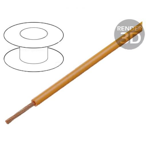 Flertrådet kabel, 0.35mm2, 60V, oransje, pr meter