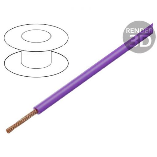 Flertrådet kabel, 0.35mm2, 60V, lilla, pr meter