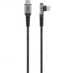 Kabel - USB C-C, 60W, 1m, vinklet, metallplugger