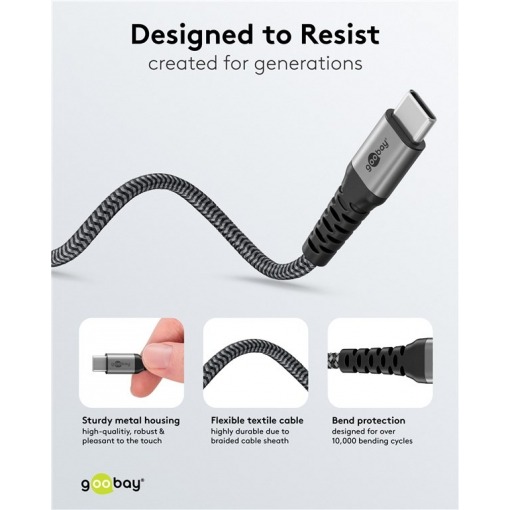 Kabel - USB C-2xC, 60W, 1.5m, metallplugger, 2-i-1 - Bilde 3