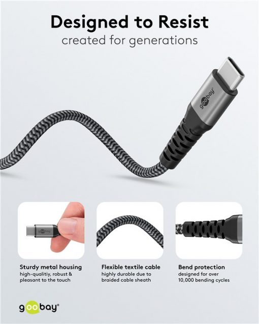 Kabel - USB C-2xC, 60W, 1.5m, metallplugger, 2-i-1 - Bilde 3