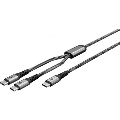 Kabel - USB C-2xC, 60W, 1.5m, metallplugger, 2-i-1 - Bilde 7