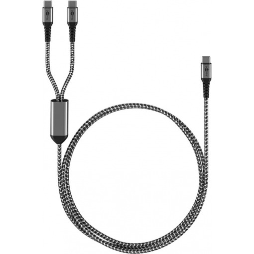 Kabel - USB C-2xC, 60W, 1.5m, metallplugger, 2-i-1 - Bilde 8