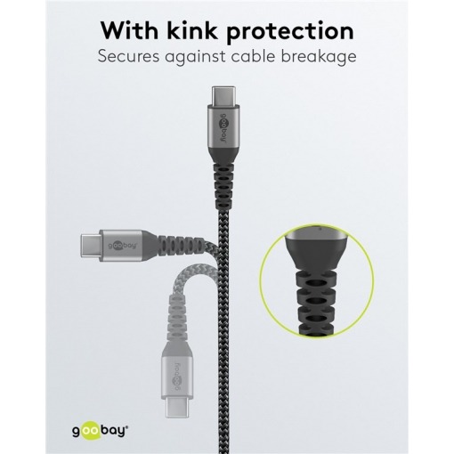 Kabel - USB A-C, 60W, 1m, metallplugger - Bilde 5