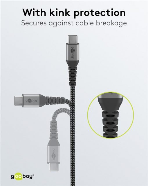 Kabel - USB A-C, 60W, 2m, metallplugger - Bilde 5