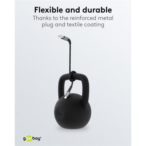 Kabel - USB A-C, 60W, 2m, metallplugger - Bilde 6