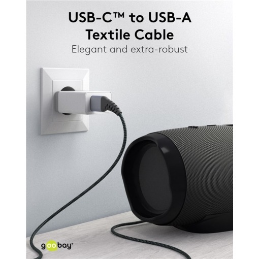 Kabel - USB A-C, 60W, 2m, metallplugger - Bilde 7