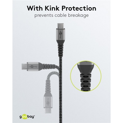 Kabel - USB C-C, 60W, 1m, metallplugger - Bilde 5