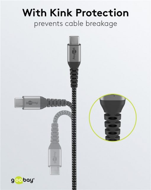 Kabel - USB C-C, 60W, 1m, metallplugger - Bilde 5