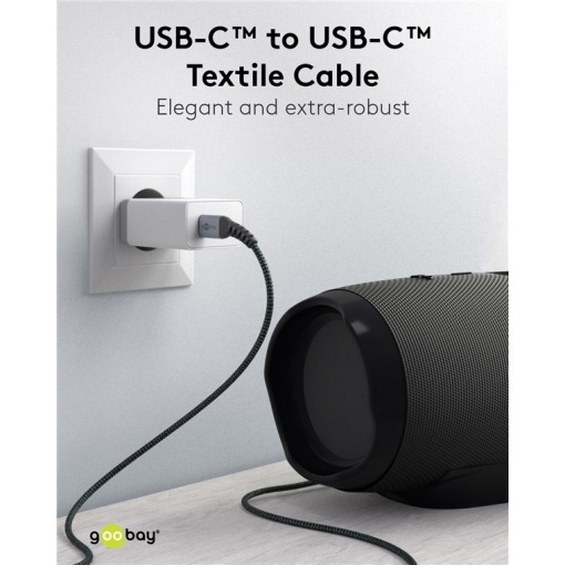 Kabel - USB C-C, 60W, 1m, metallplugger - Bilde 7