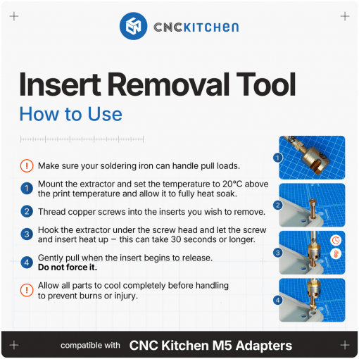 Insert removal tool, for M2, M2.5 og M3 (V2) - Bilde 2