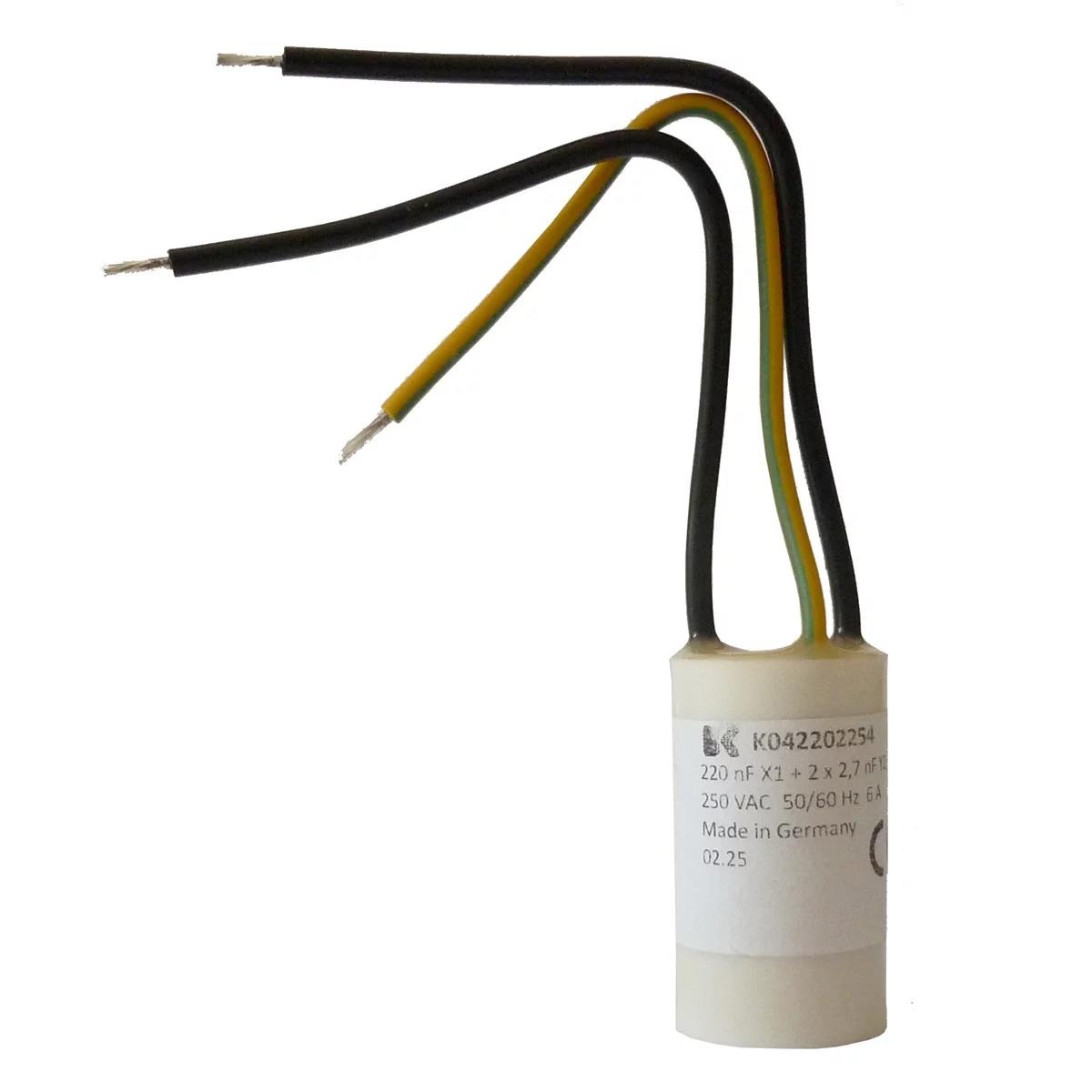 X1 + Y2 kondensator, 0.22uF + 2x2.7nF, 3 ledninger