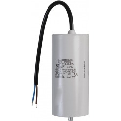 Kondensator - drift, 80uF, 450V, ledning, boltfeste