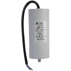 Kondensator - drift, 60uF, 450V, ledning, boltfeste