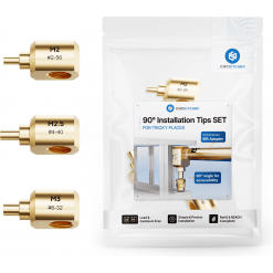 Alternative view of 90° adapter for loddespisser, M2-M3